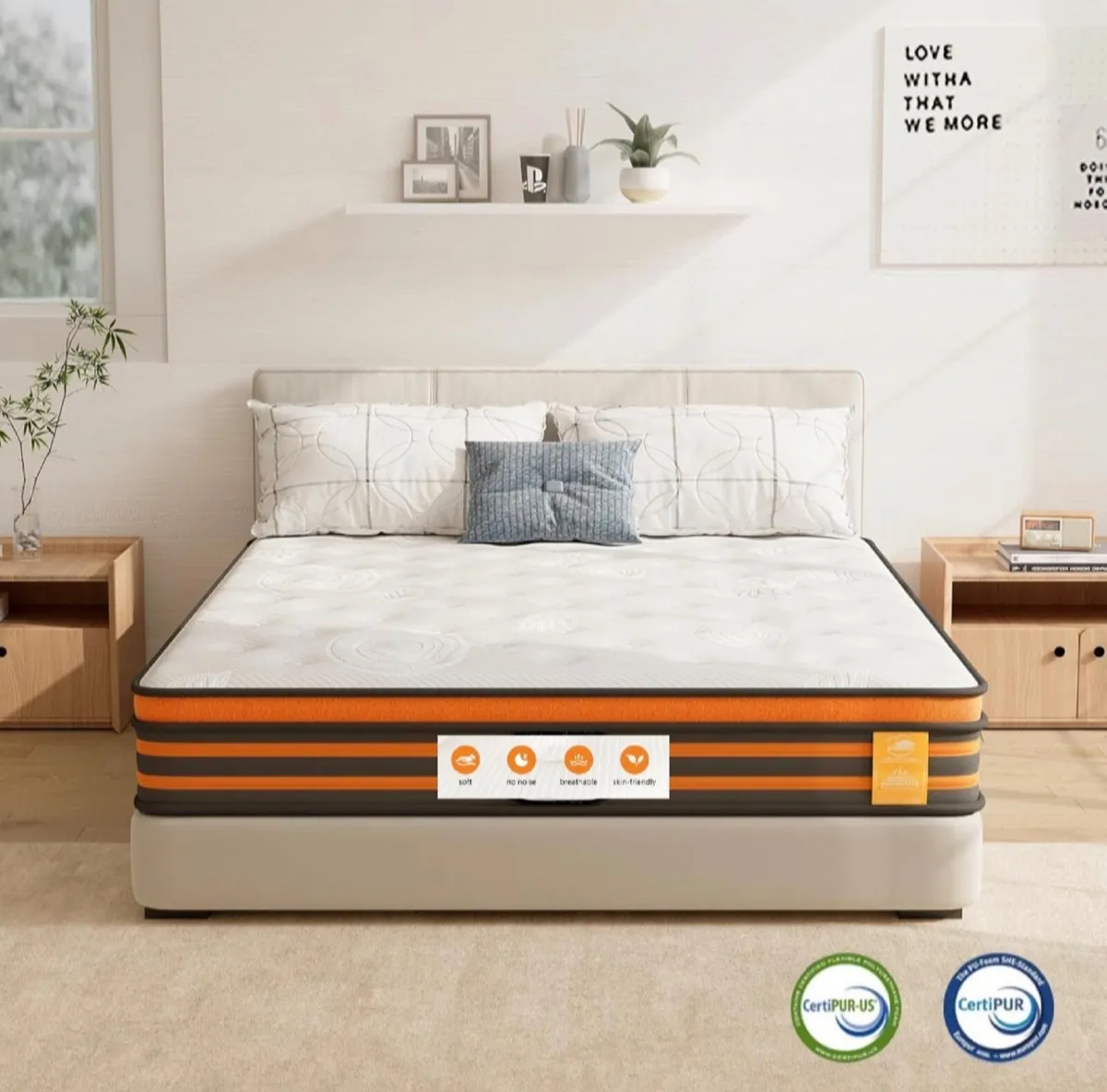 5FT King Size Mattress, 10 Inch 9 Zone Hybrid Orth - Image 2