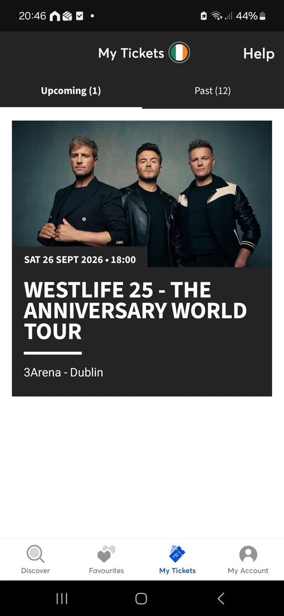 2 standing Westlife Tickets