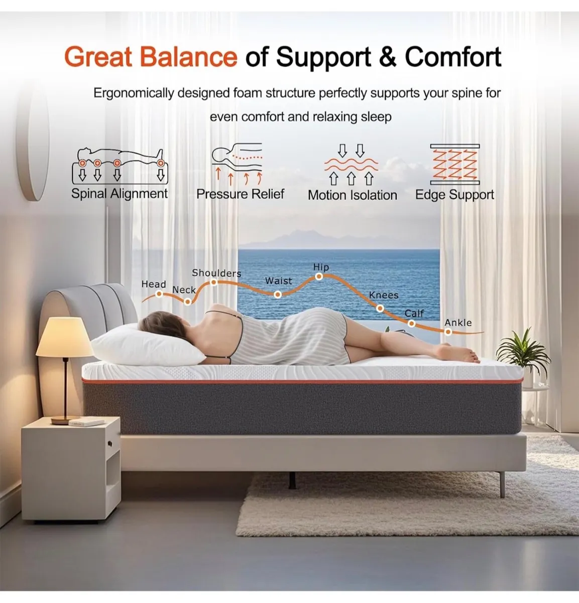 King Memory Foam Mattress, Cooling 5ft Kingsize Ma - Image 3
