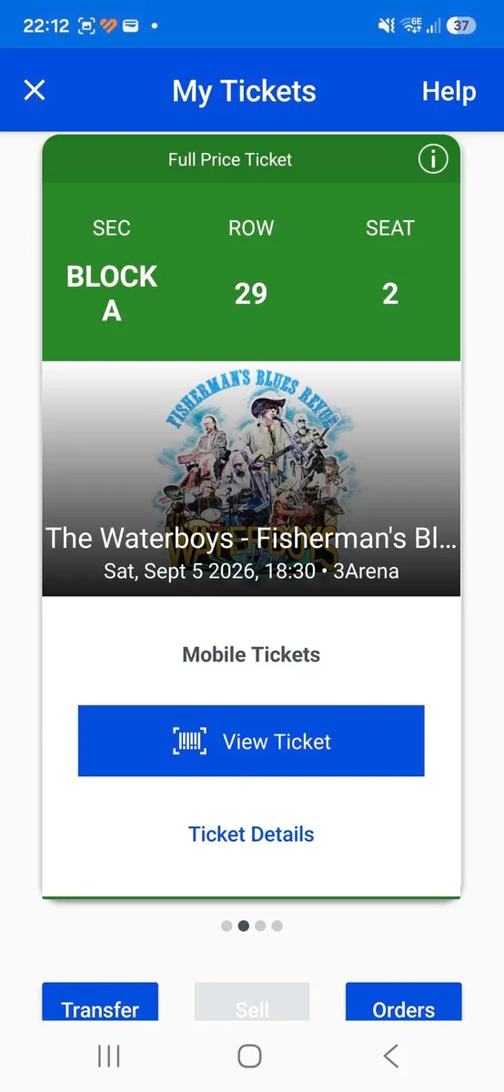 Waterboys Three Arena September 5th - Image 1