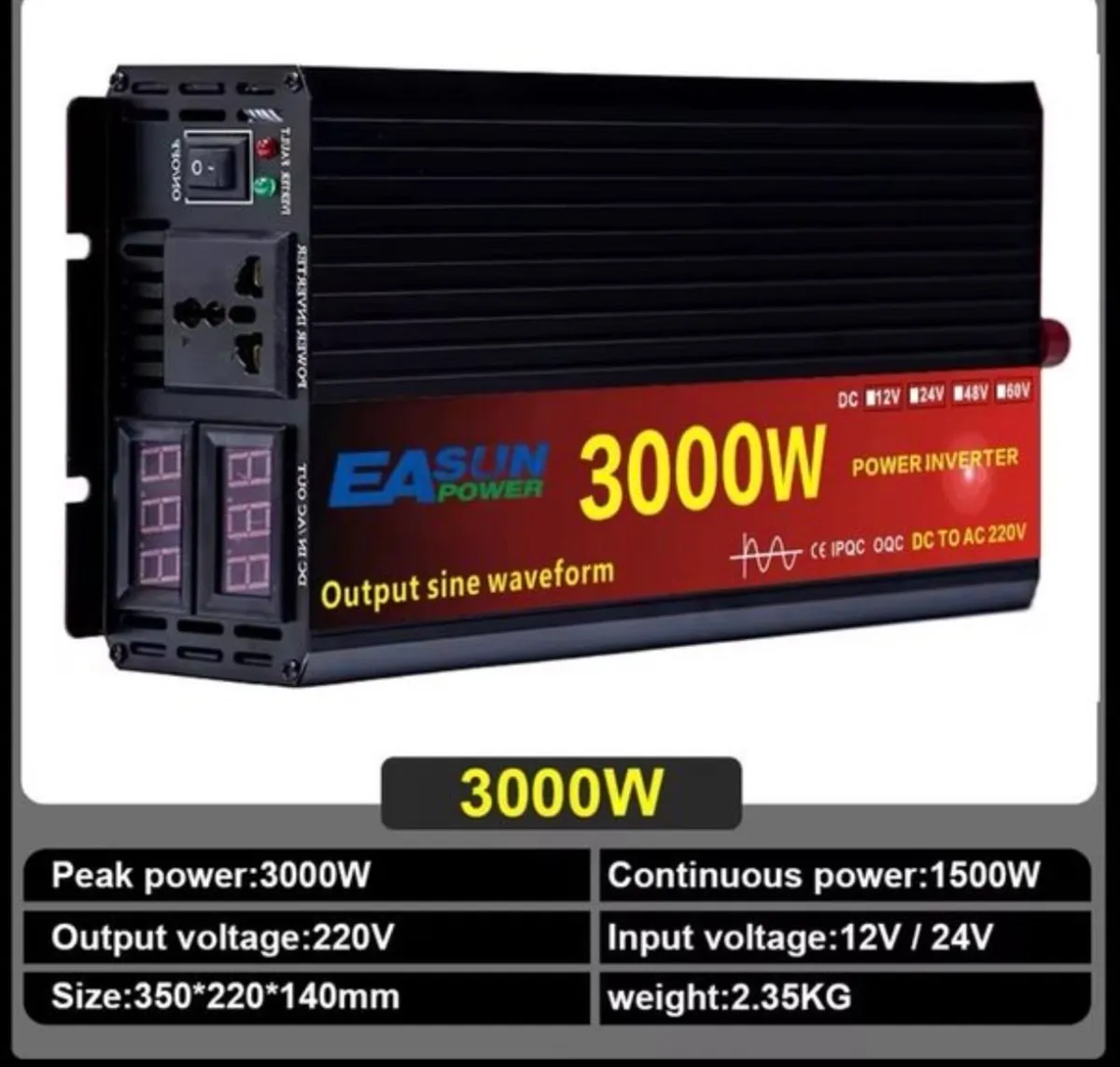 Pure Sine Wave Voltage Converter 12v to 220v - Image 2
