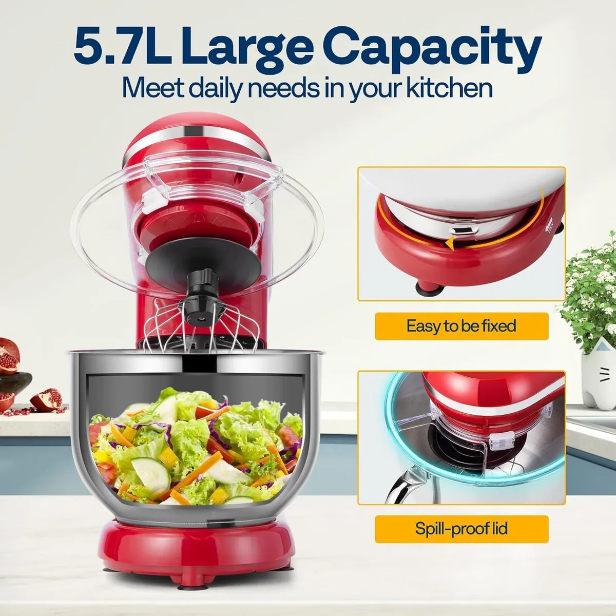 1500W Stand Mixer for Baking 5.7L Kitchen 10 - Image 4