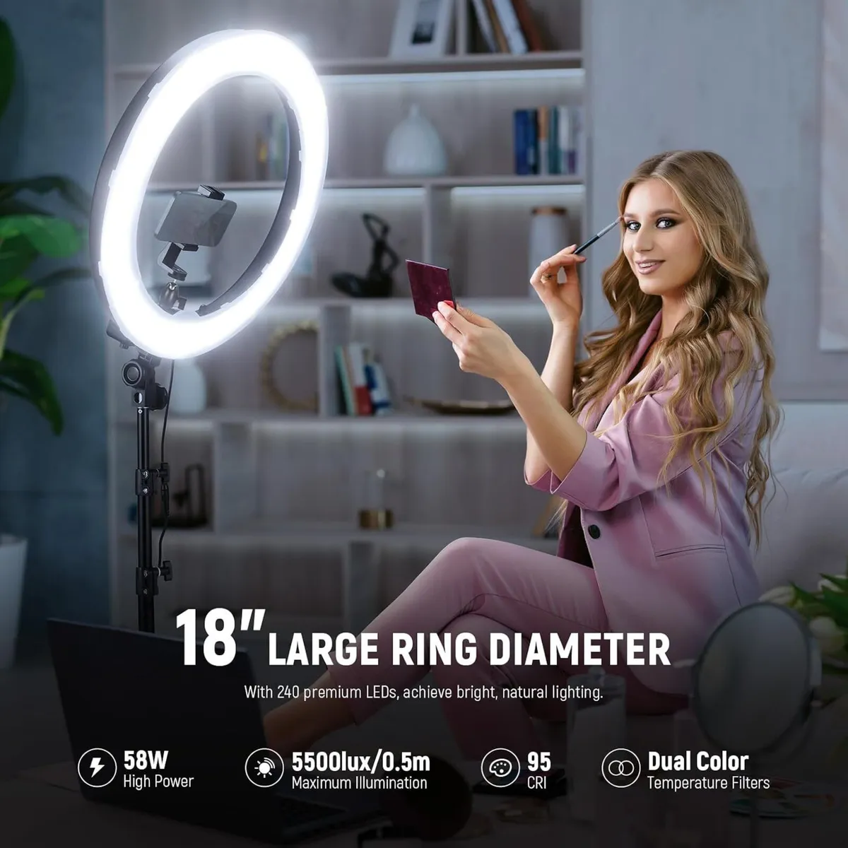 18 Inch 45CM LED Ring Light with Tripod - Image 2