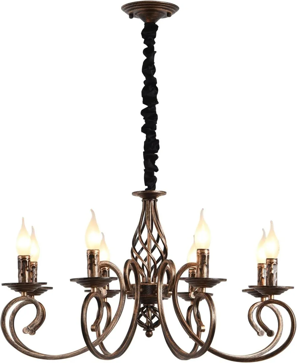 Rustic French Country Chandelier Antique Bronze 6 - Image 4