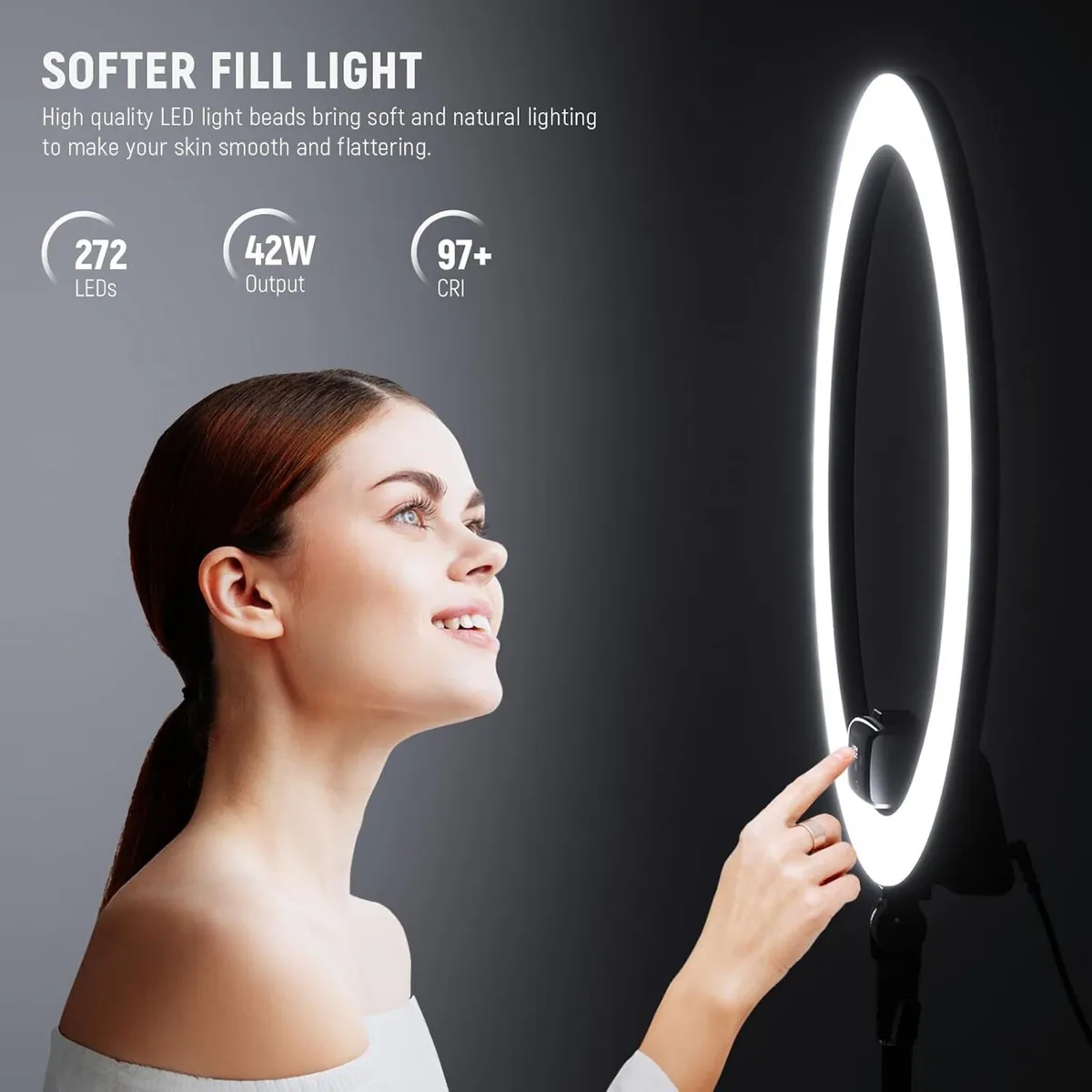18" LED Ring Light with Tripod Stand Phone - Image 2