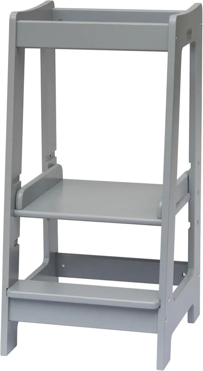 Toddler Tower 3-Level Adjustable Wooden Step Stool - Image 1