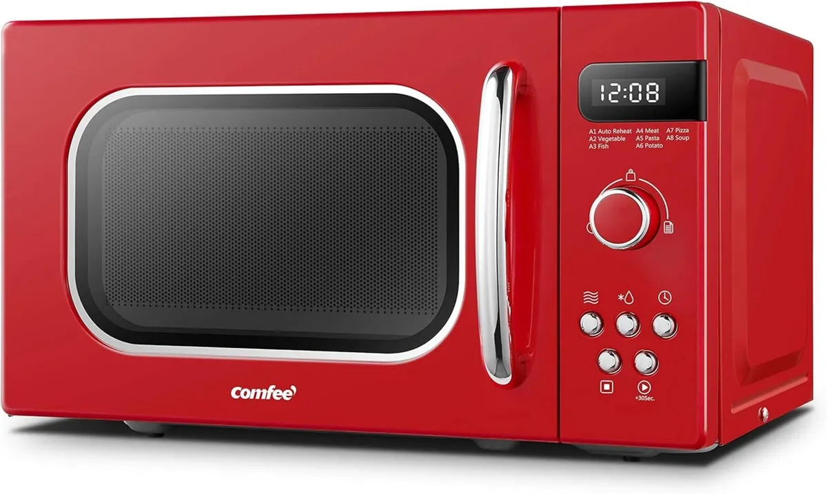Retro Style 800W 20L Microwave Oven with 8 - Image 1