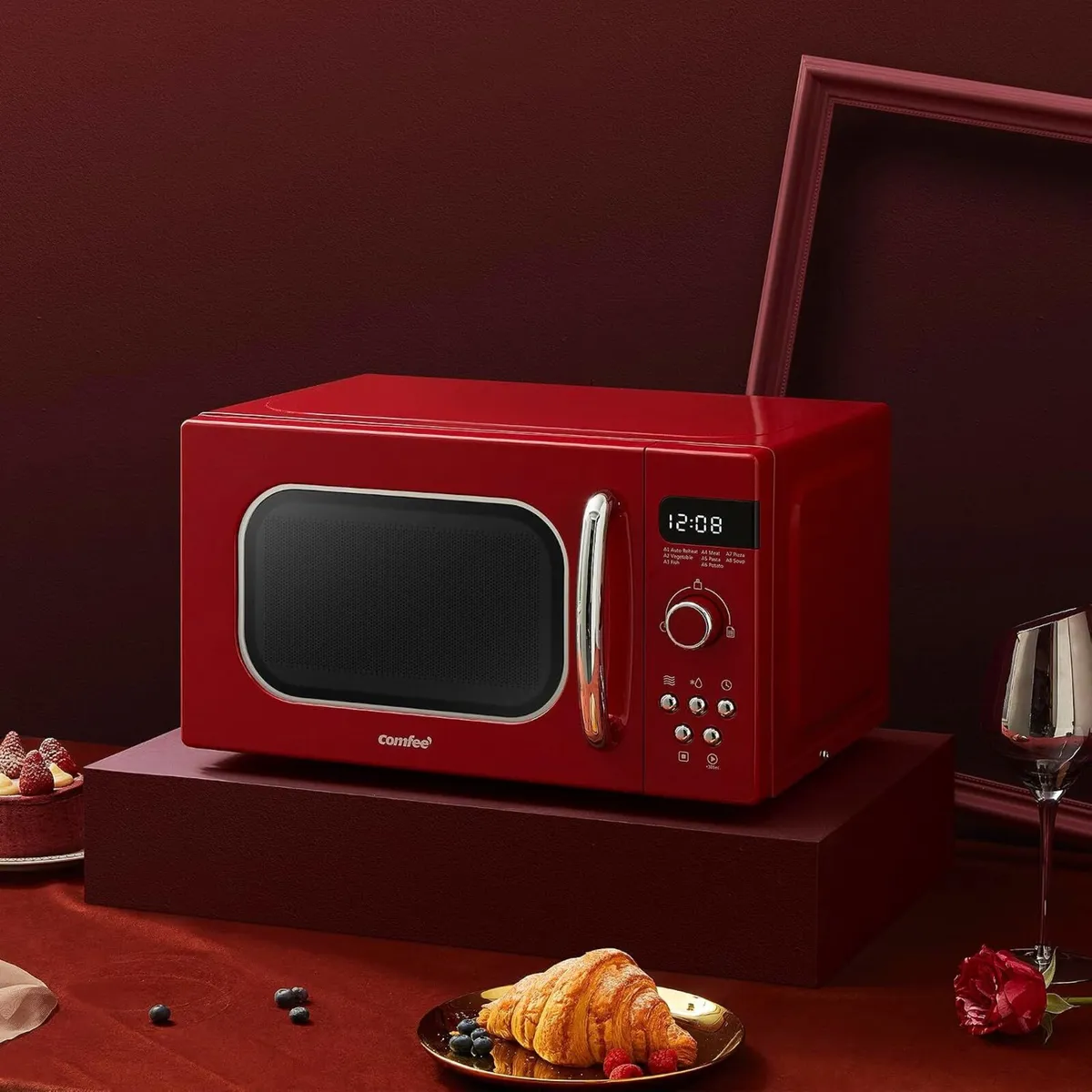Retro Style 800W 20L Microwave Oven with 8 - Image 2