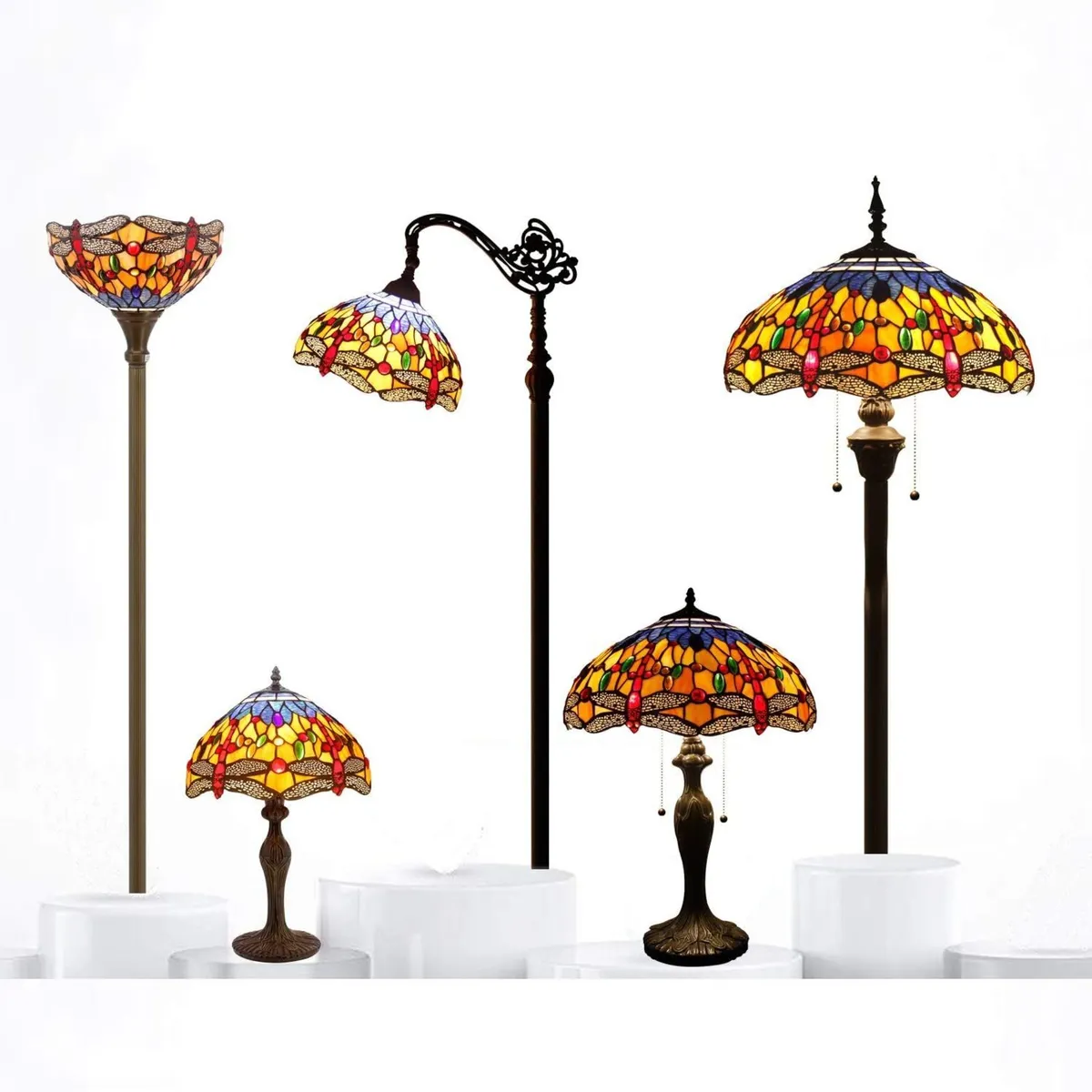 Tiffany Lamp Stained Glass Bedside Table - Image 4