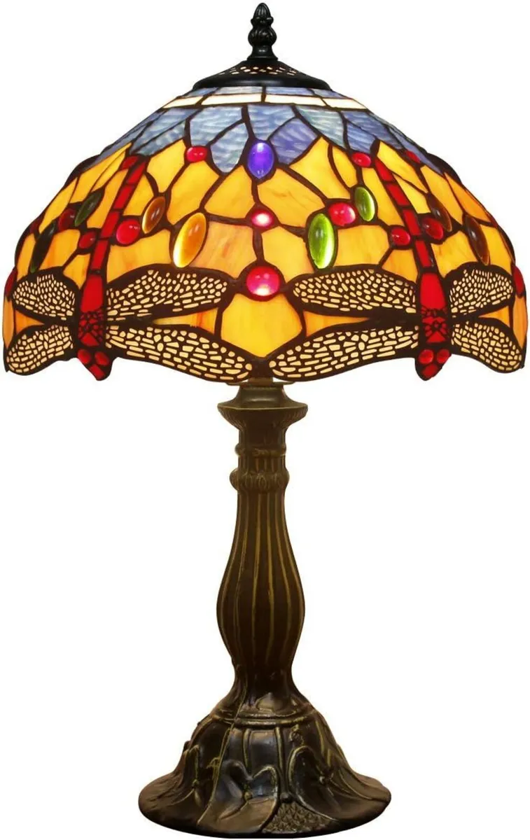 Tiffany Lamp Stained Glass Bedside Table - Image 1