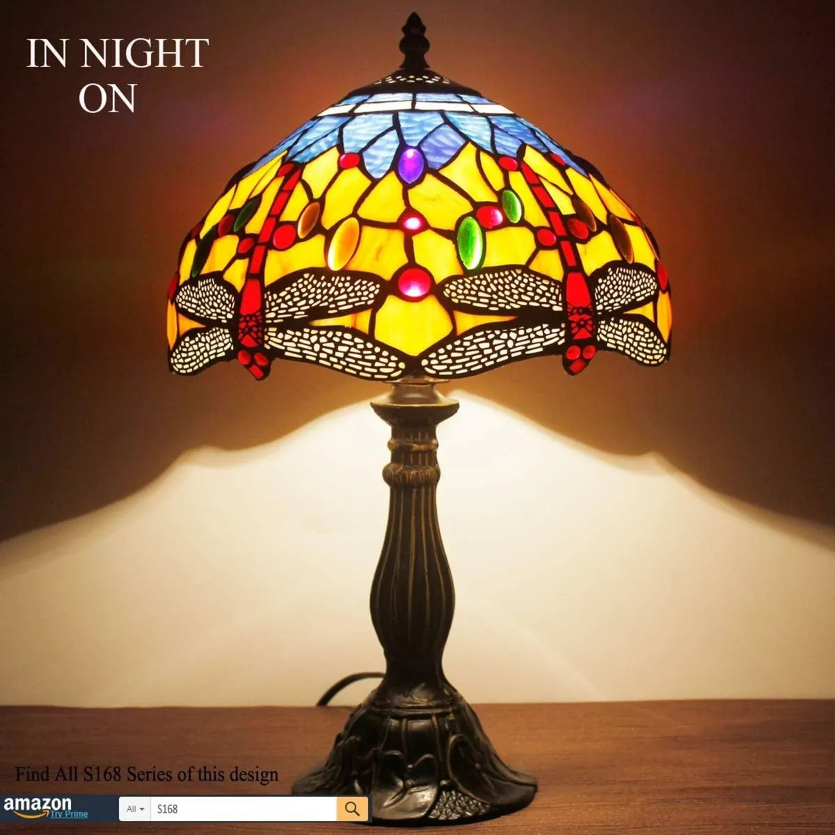 Tiffany Lamp Stained Glass Bedside Table - Image 2