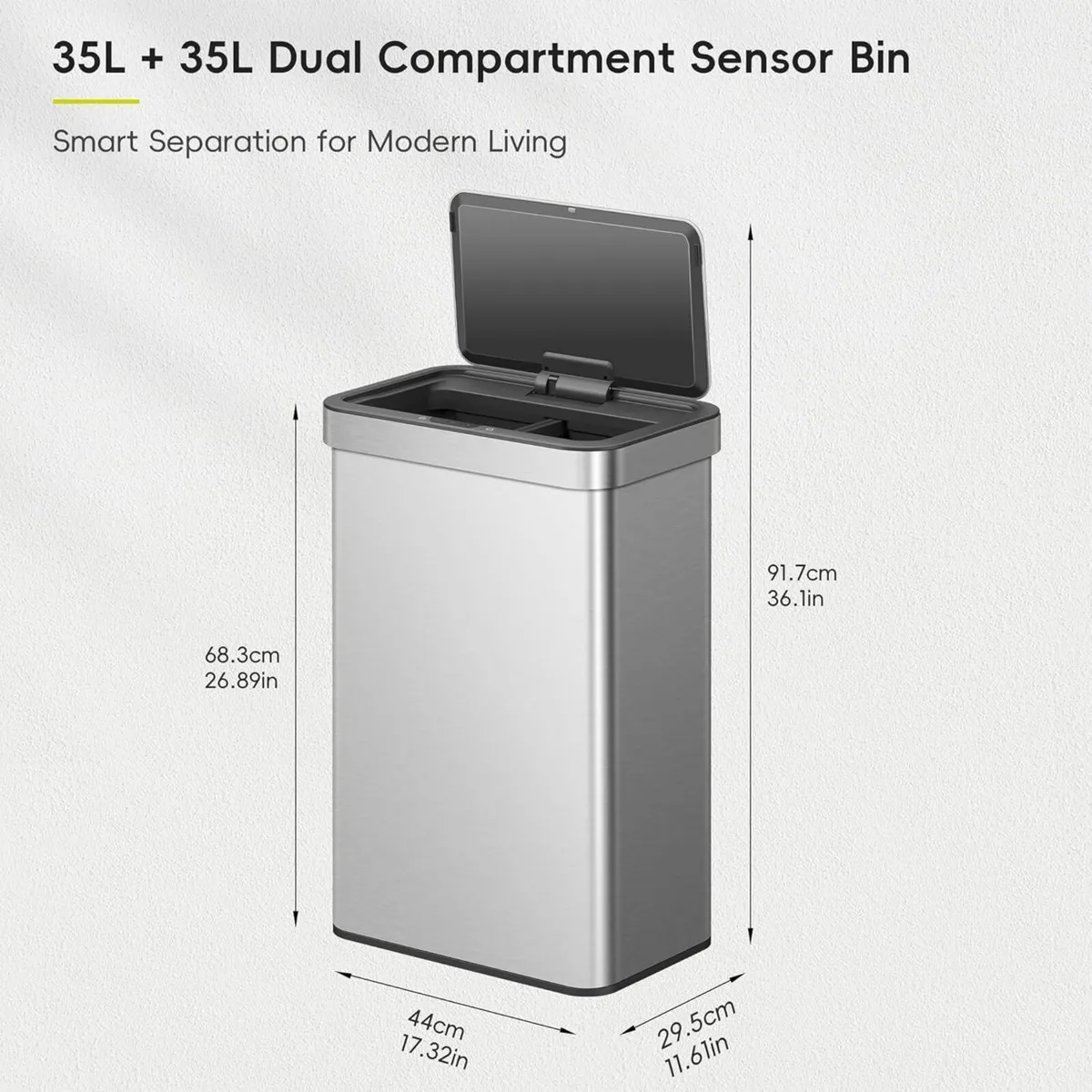 Mirage X 40L Automatic Sensor Kitchen Bin Double - Image 3