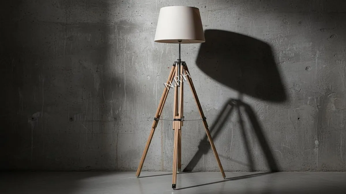 Nautical Natural Wooden Floor Lamp Tripod Stand - Image 4
