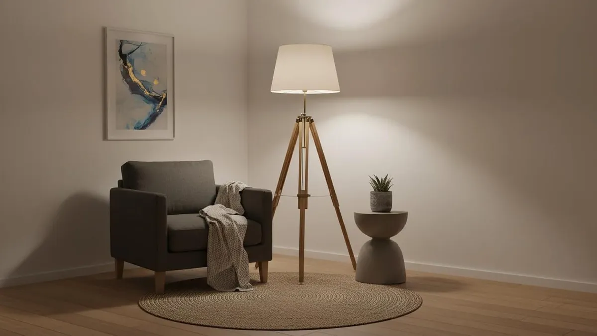 Nautical Natural Wooden Floor Lamp Tripod Stand - Image 2