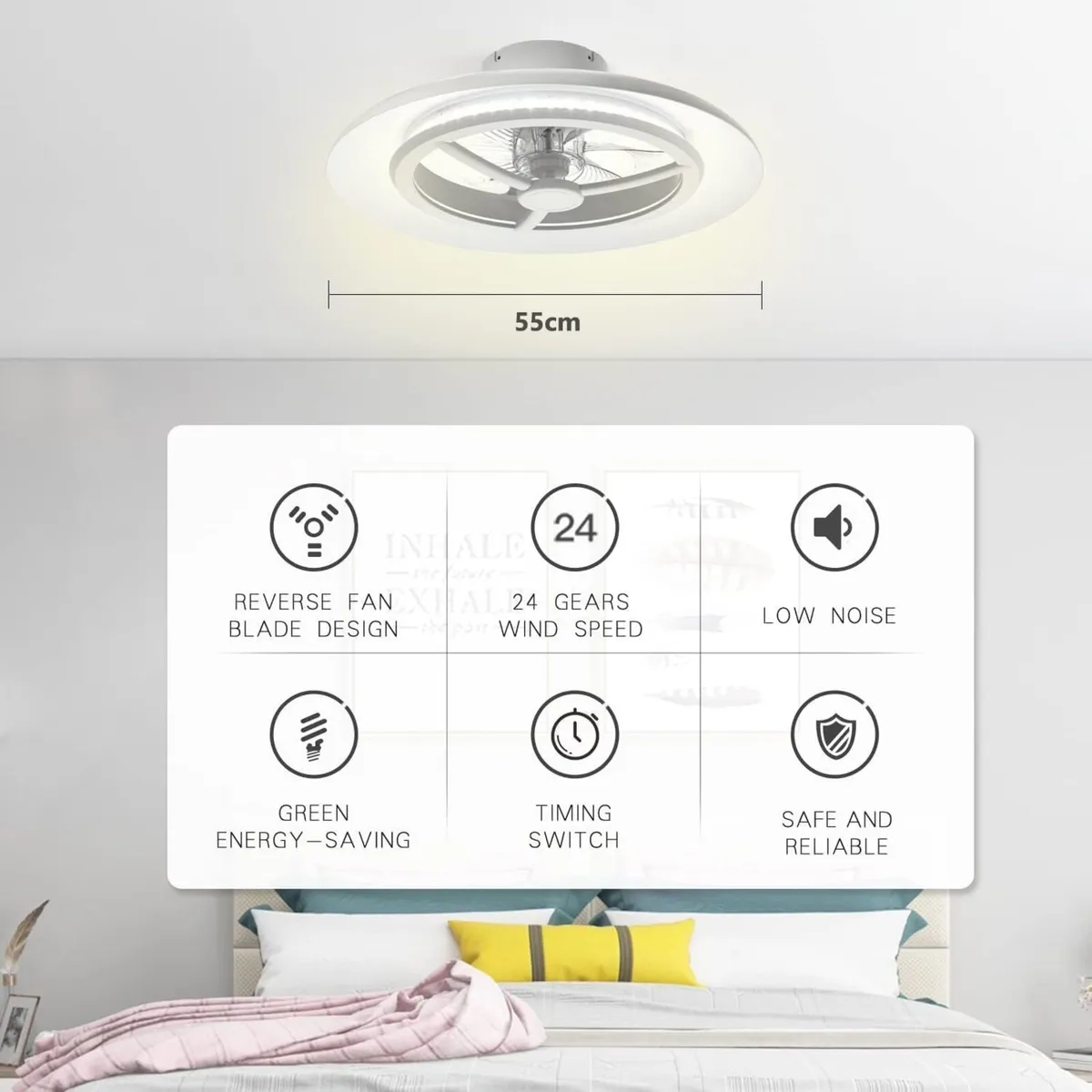 60CM LED Ceiling Light with Fan Lights 24 - Image 2