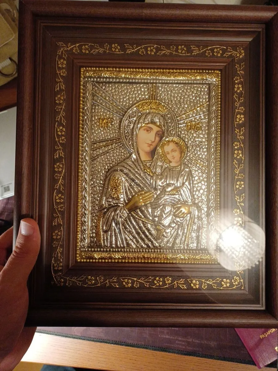 Handmade Christian Icon of the Virgin Mary & Child - Image 2