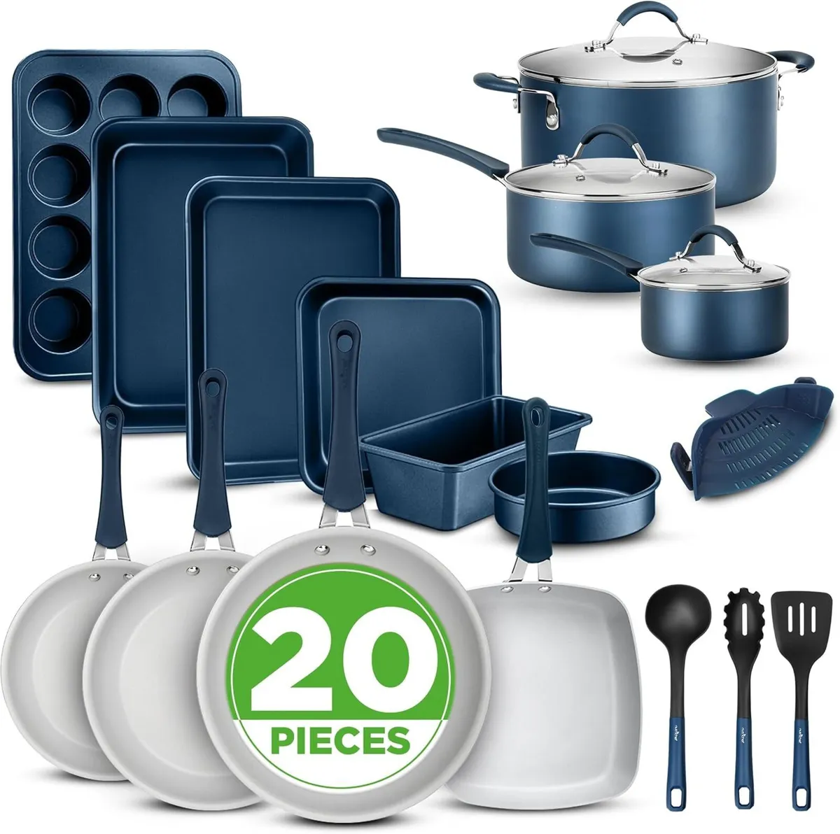 Pots and Pans Set with Lids Non-Stick (20 Piece) - Image 1