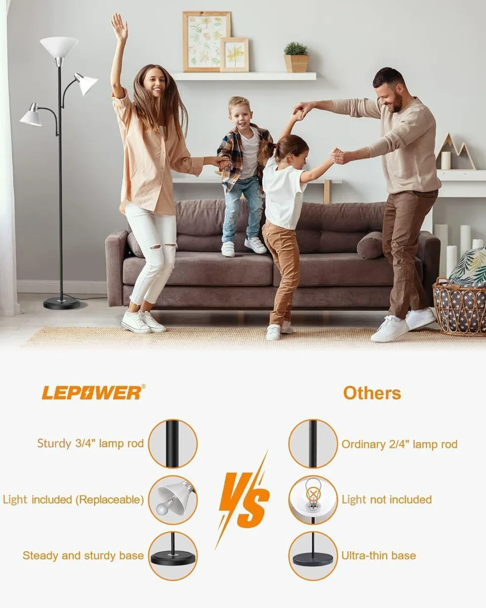 Floor Lamp 9W LED Standing with 5W Adjustable - Image 2