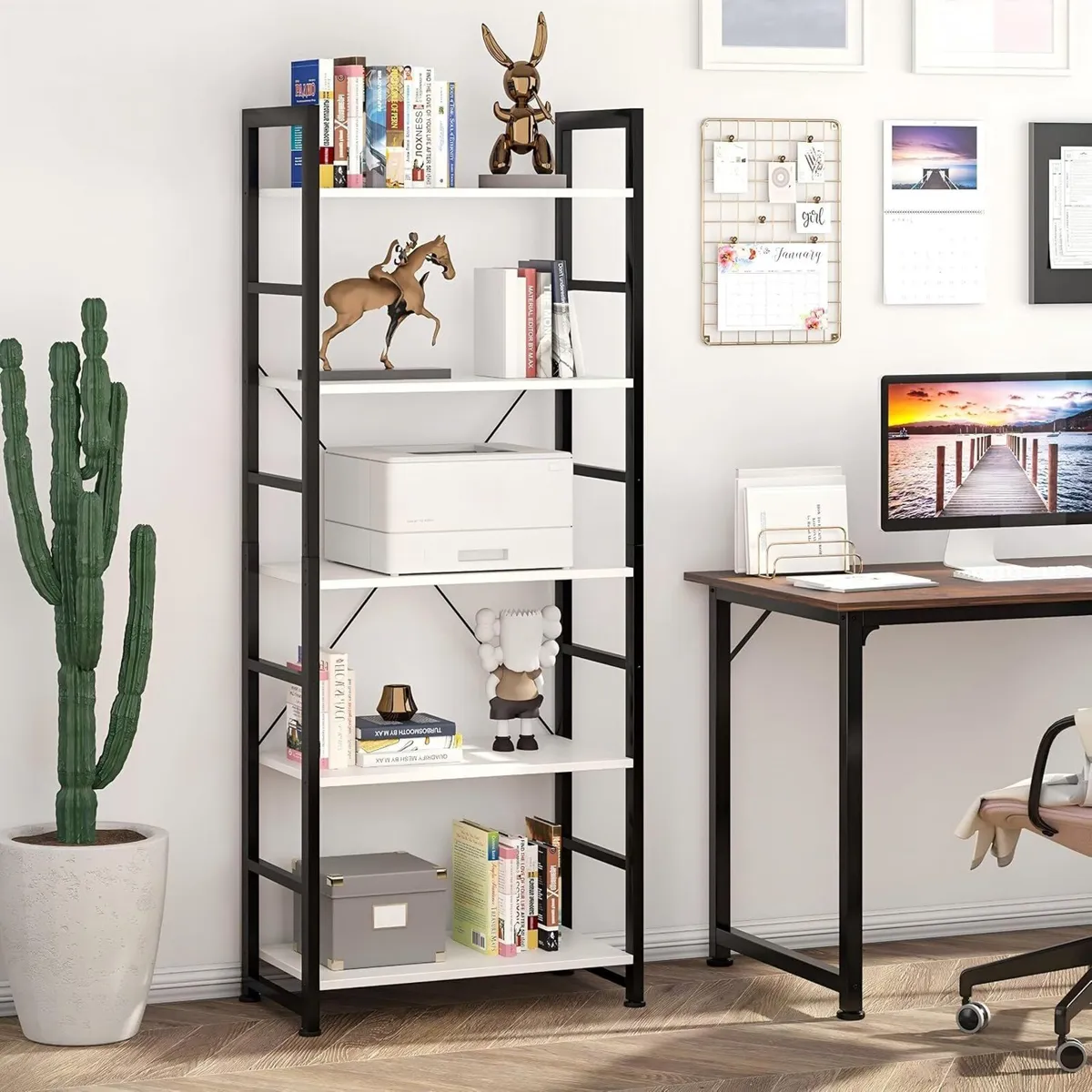 Industrial Bookshelf 5-Tier 24.8" Shelving Unit - Image 3