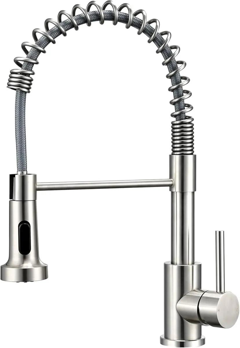 Kitchen Taps with Pull Out Spray Brushed Nickel - Image 1