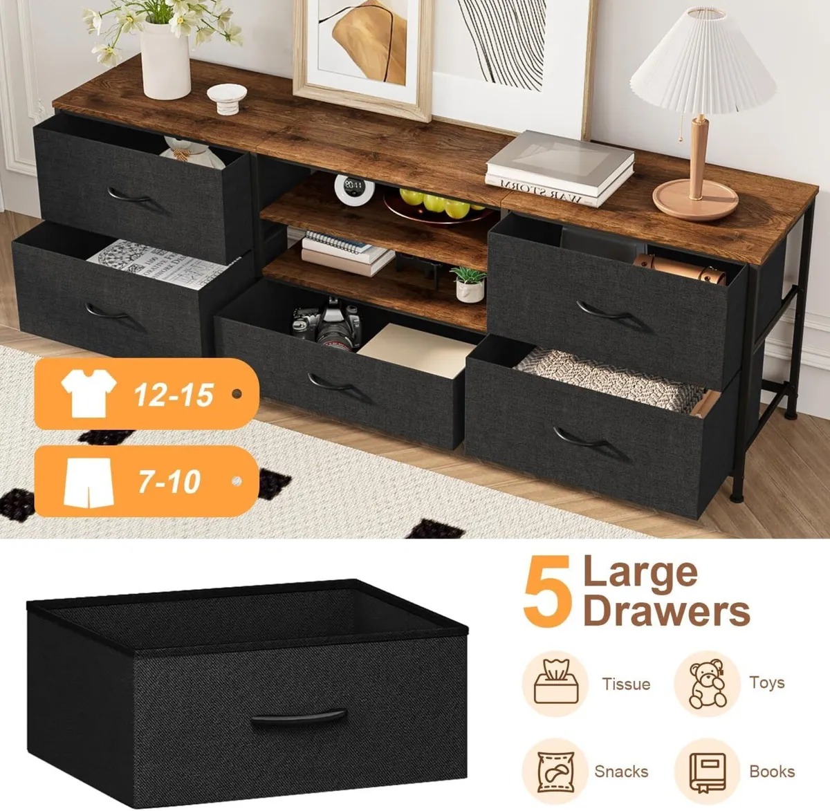 TV Stand Cabinet Unit with 5 Drawers 140 - Image 4