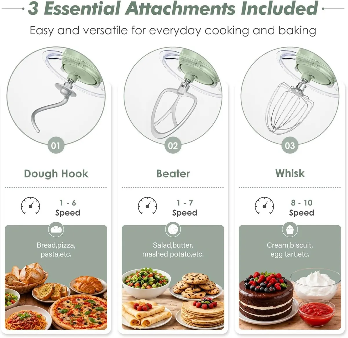 Stand Mixer 4.5L+5L Dual Bowl Food for Home - Image 4