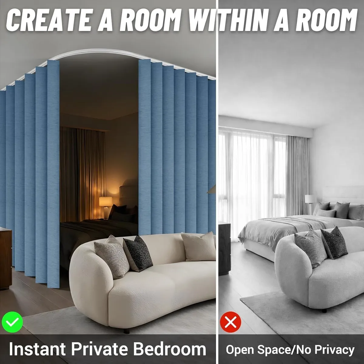 Room Divider Curtain Sets with Flexible Ceiling - Image 2