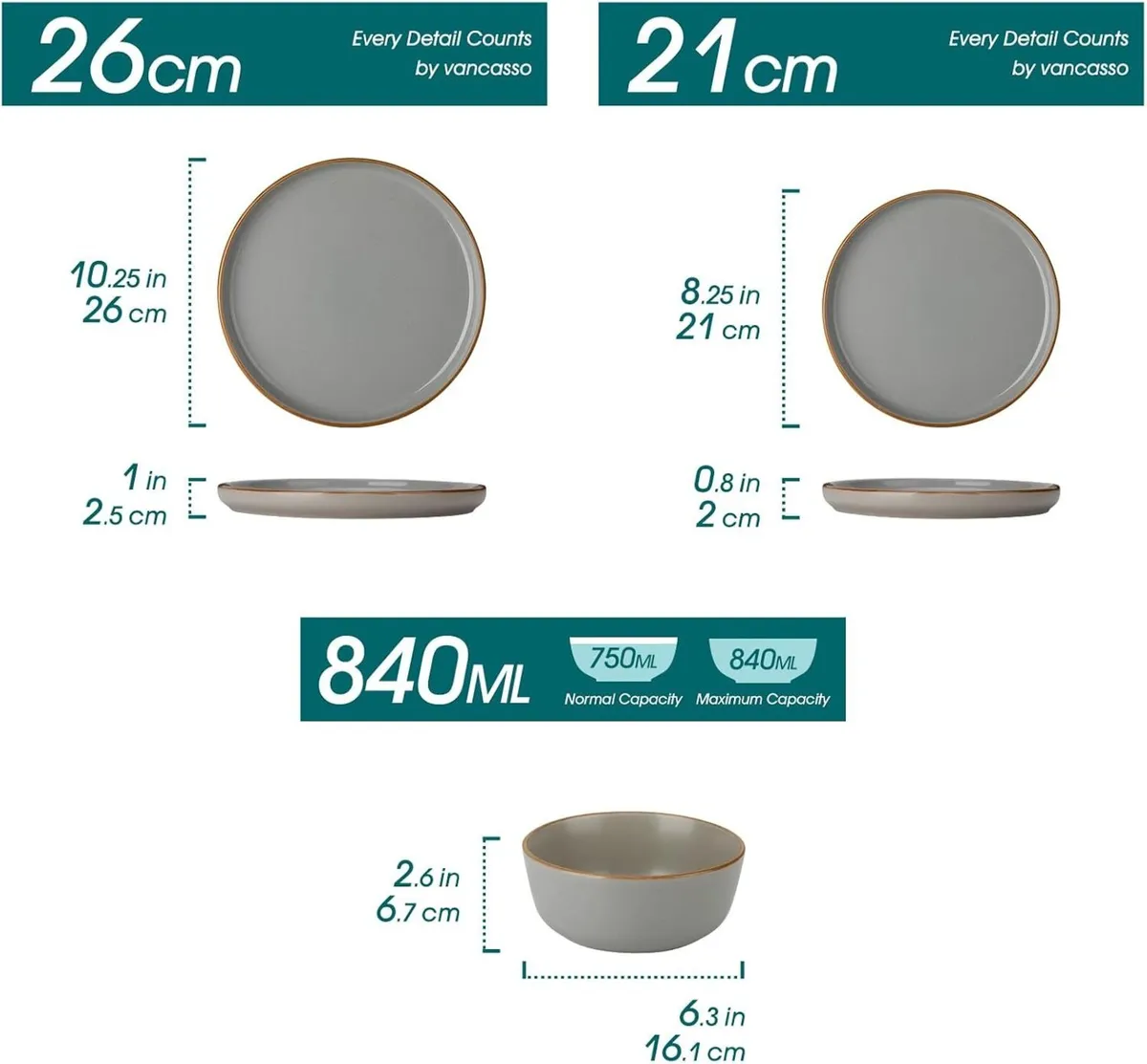 Reno Stoneware Dinner Set for 6 18 Pieces - Image 2