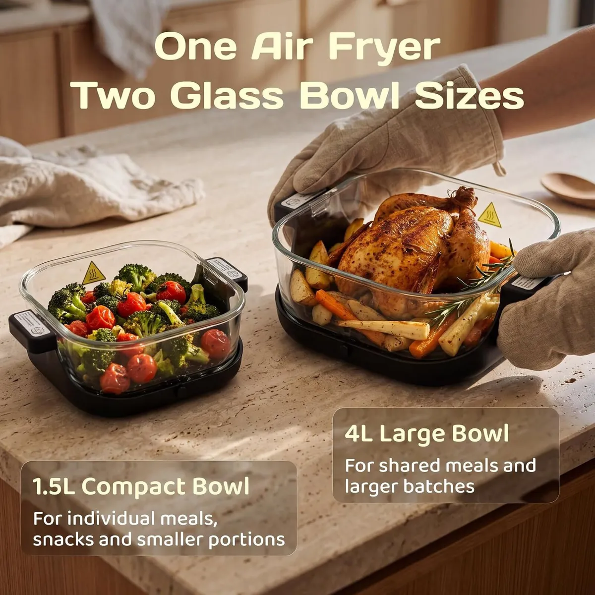 Glass Air Fryer with 4L and 1.5L Clear - Image 2