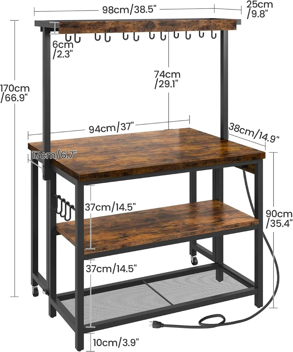 Kitchen Island with Power Outlet Table Folding Top - Image 2