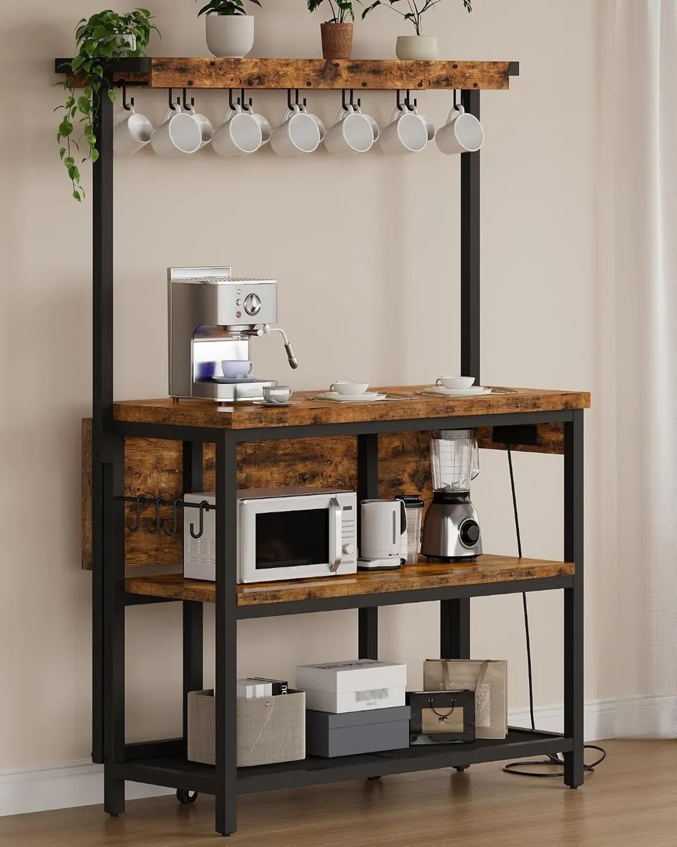 Kitchen Island with Power Outlet Table Folding Top - Image 3