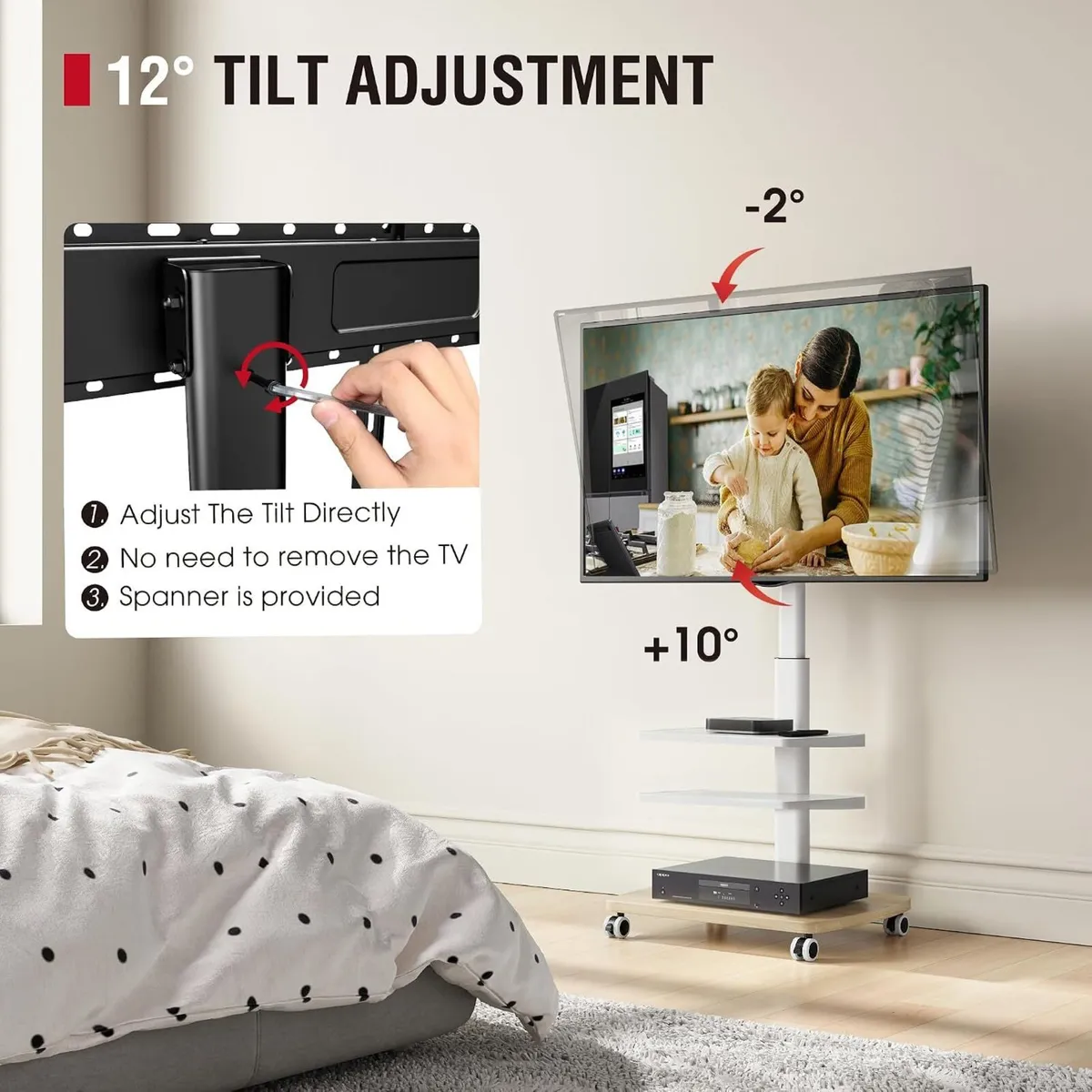 Mobile TV Stand for 32-65 Inch Tvs Up - Image 4