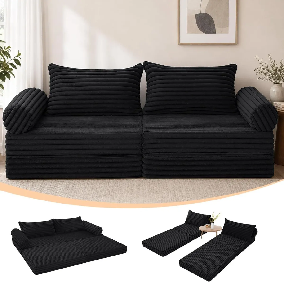 Convertible Sofa Bed Split Floor Boneless Couch - Image 1