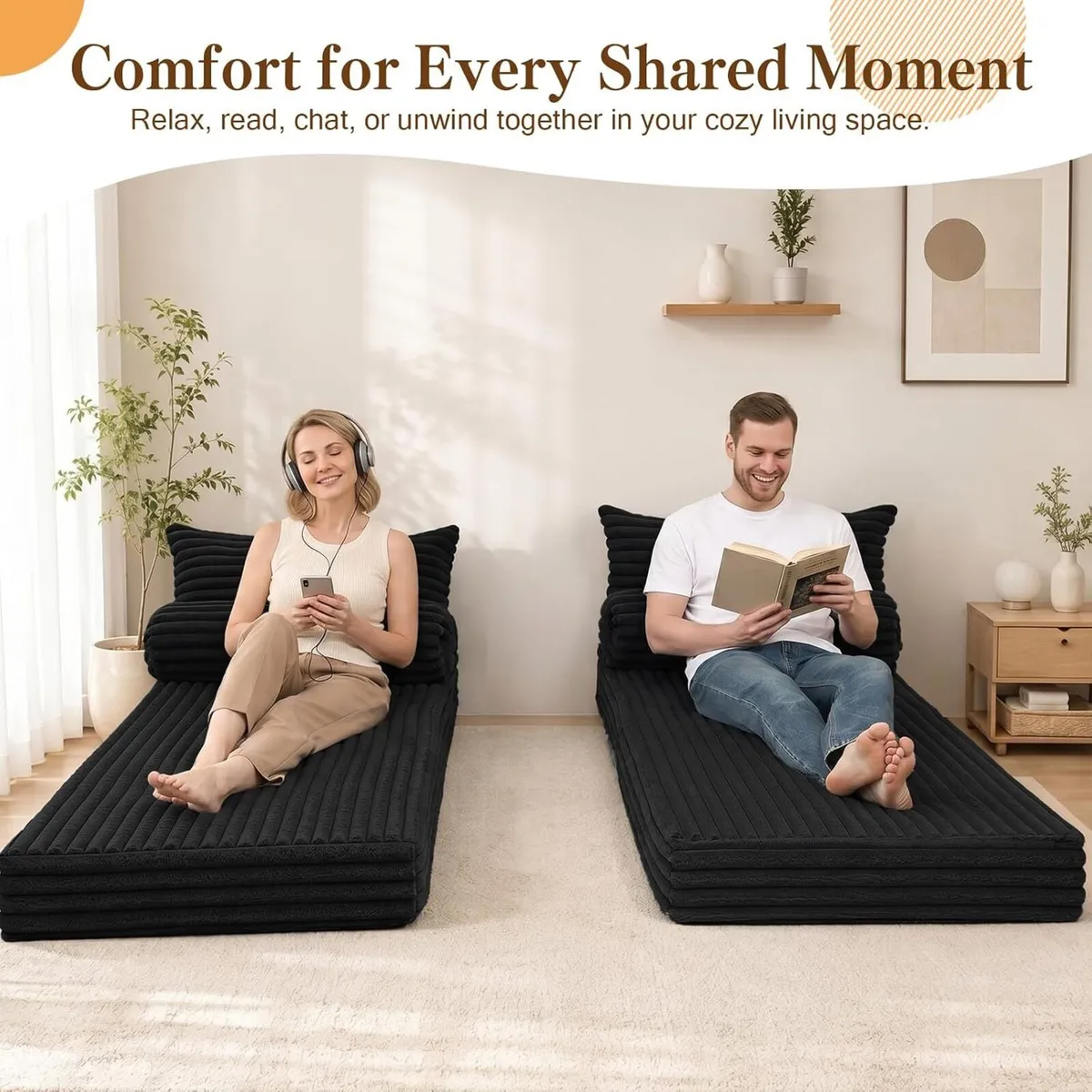 Convertible Sofa Bed Split Floor Boneless Couch - Image 3