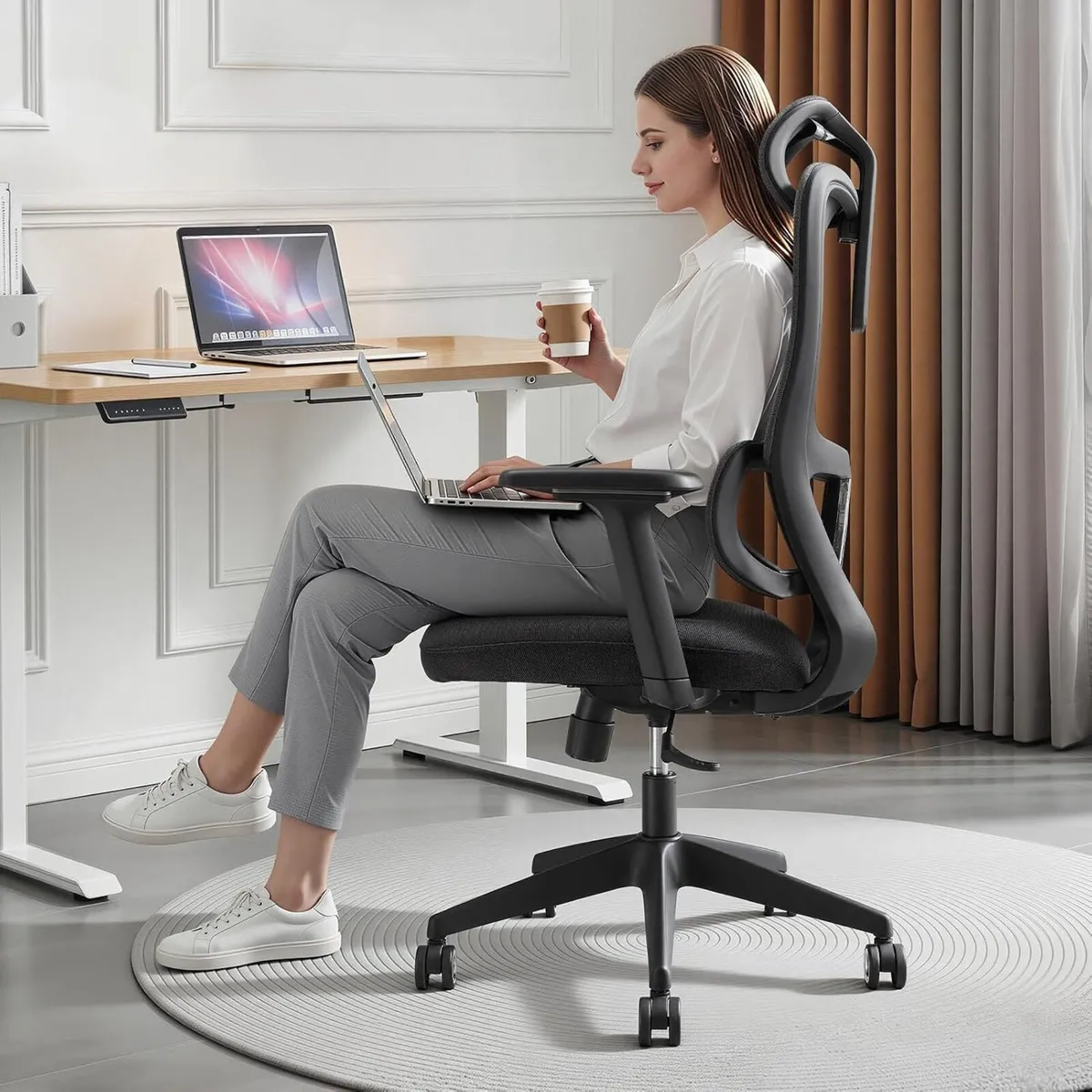 Ergonomic Mesh Office Chair Supported Computer - Image 2