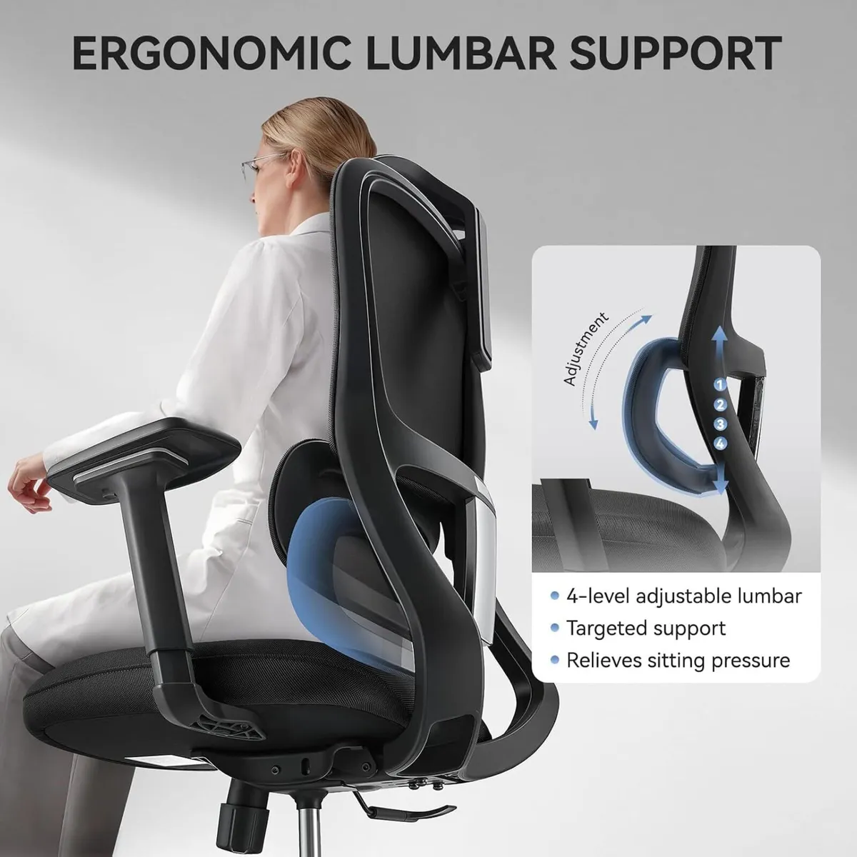 Ergonomic Mesh Office Chair Supported Computer - Image 4