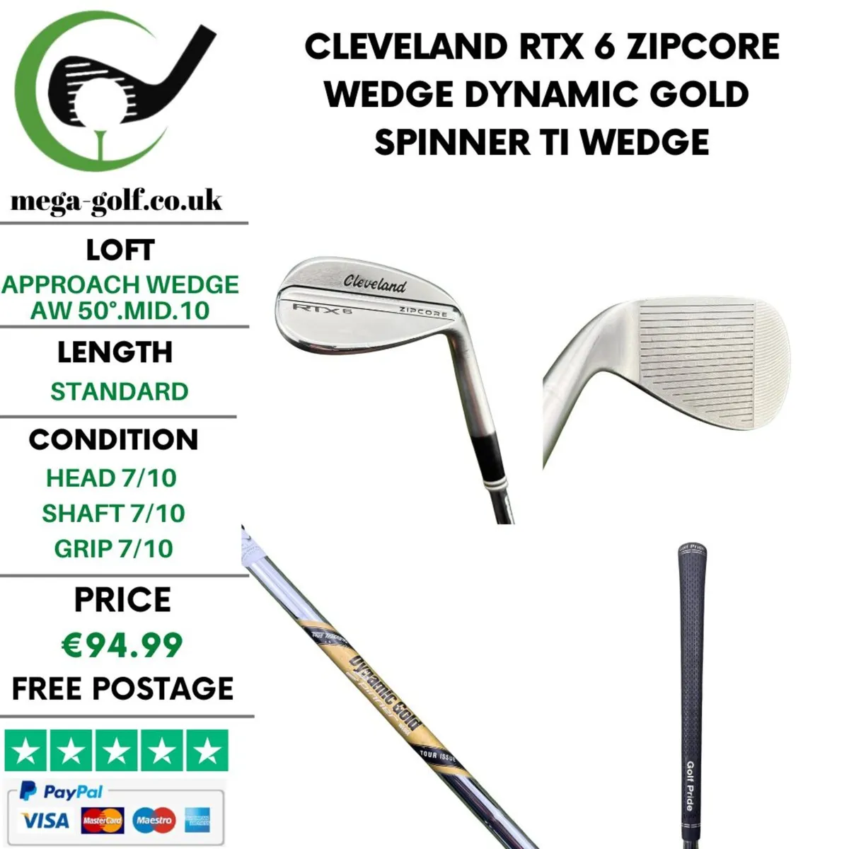 Cleveland RTX 6 Zipcore Wedge Aw 50°.Mid.10 - Image 1