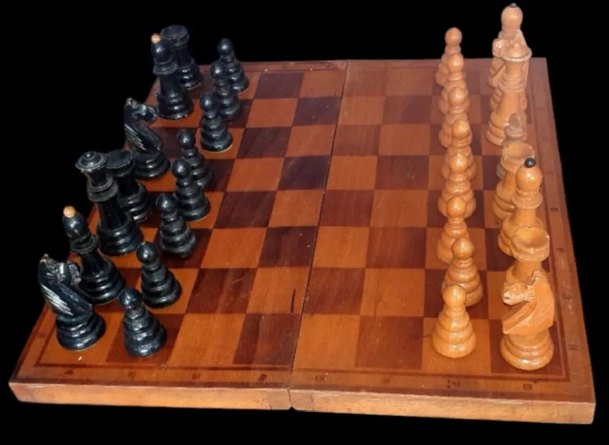 Vintage Wooden Chess Set–Unique Cork City History - Image 1