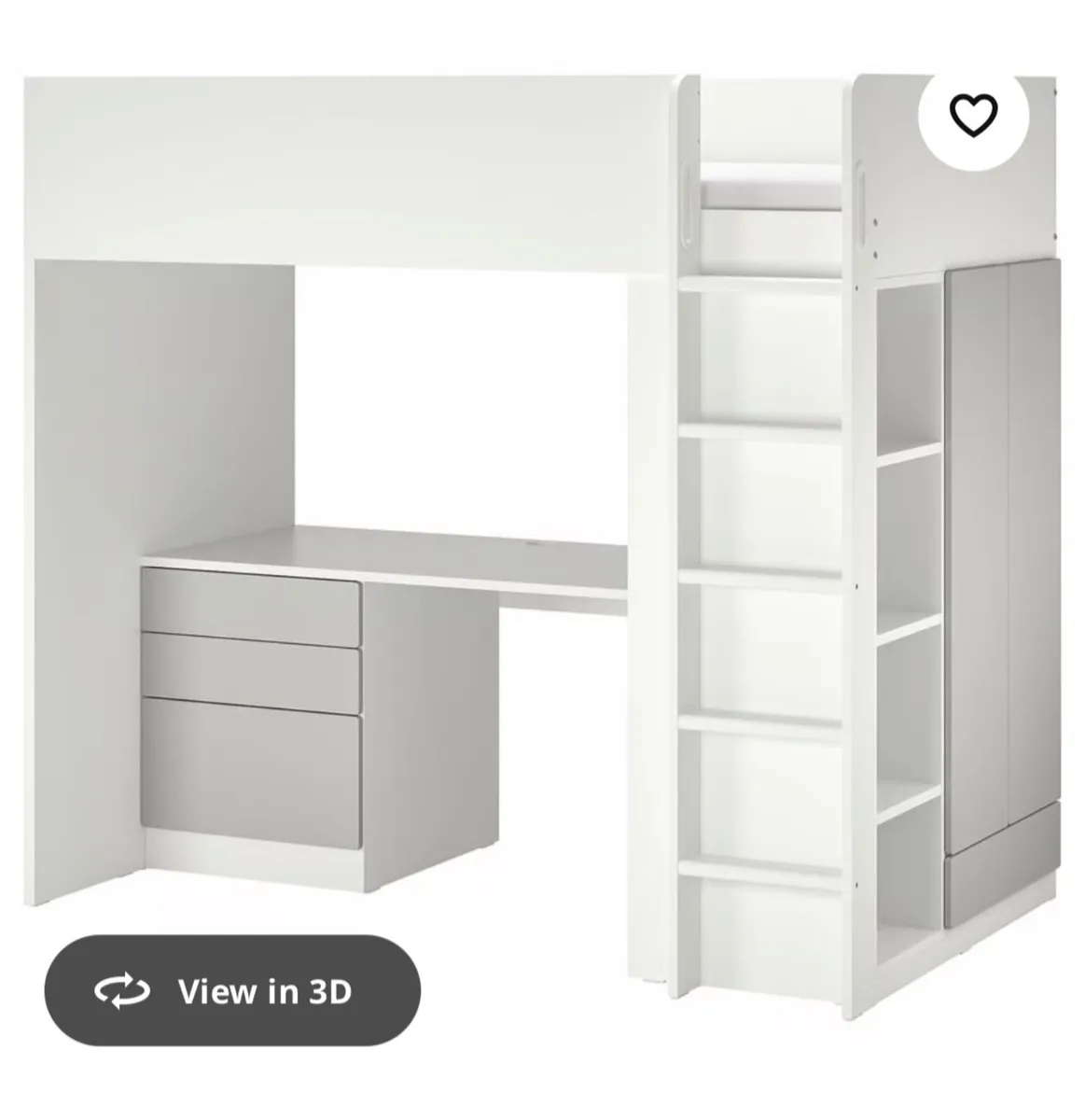Loft high sleeper with wardrobe desk drawers and b - Image 1
