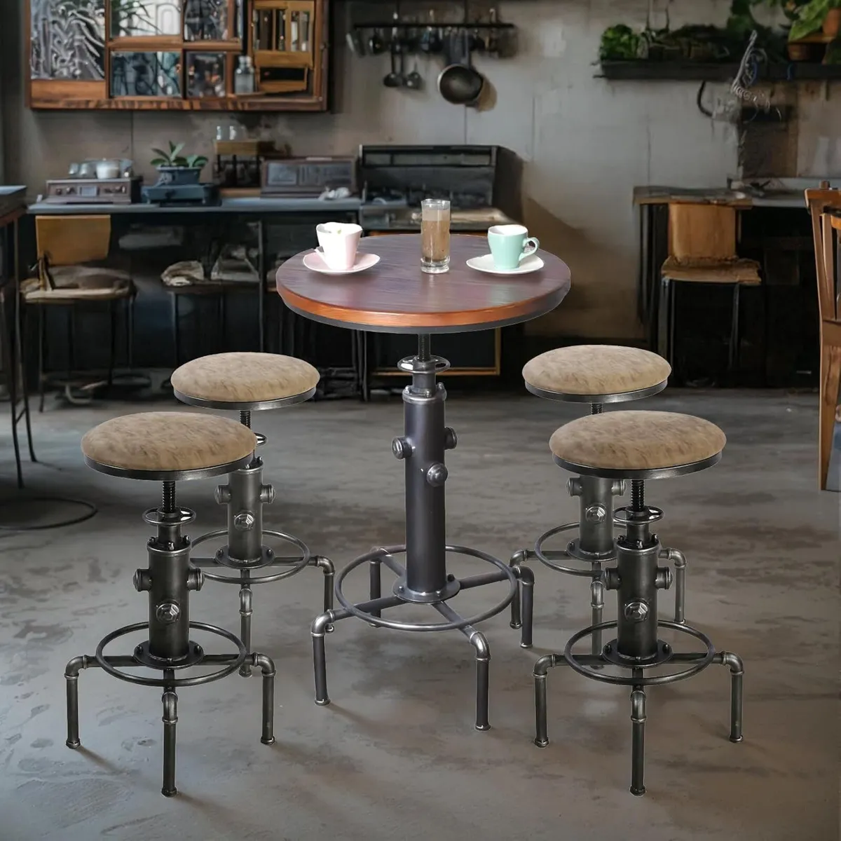 Industrial Bar Table 31.5-41.3" Adjustable Pub - Image 2