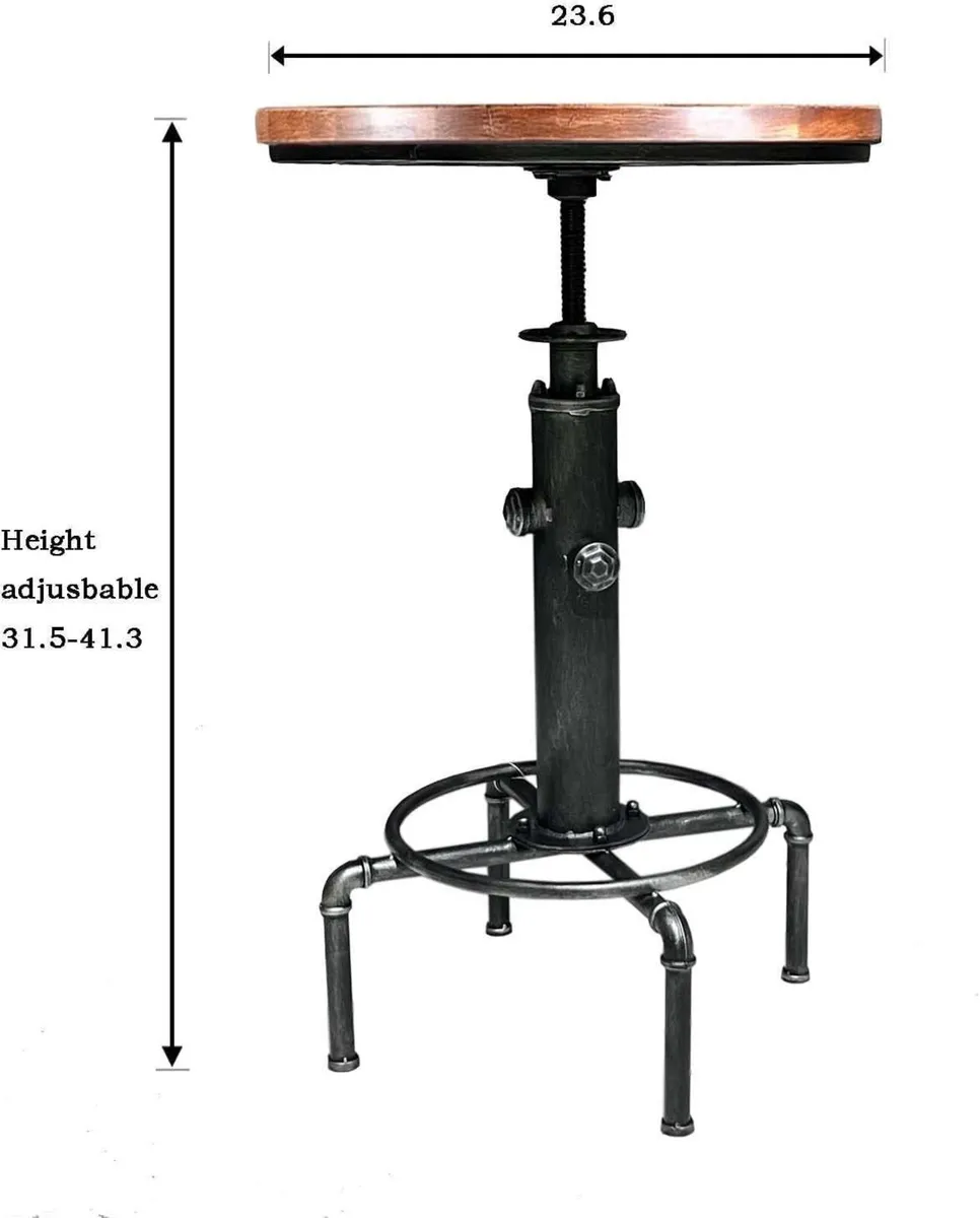 Industrial Bar Table 31.5-41.3" Adjustable Pub - Image 3