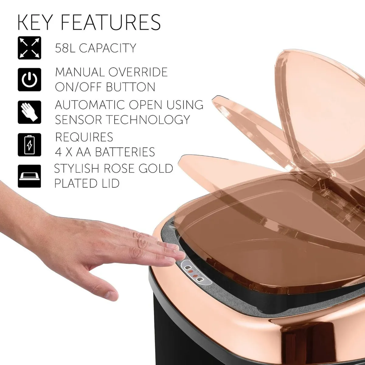 T80904rb Kitchen Bin with Sensor Lid Automatic - Image 4
