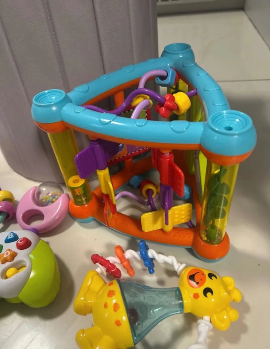 Kid toys, rattles, music, blocks and storage box - Image 4