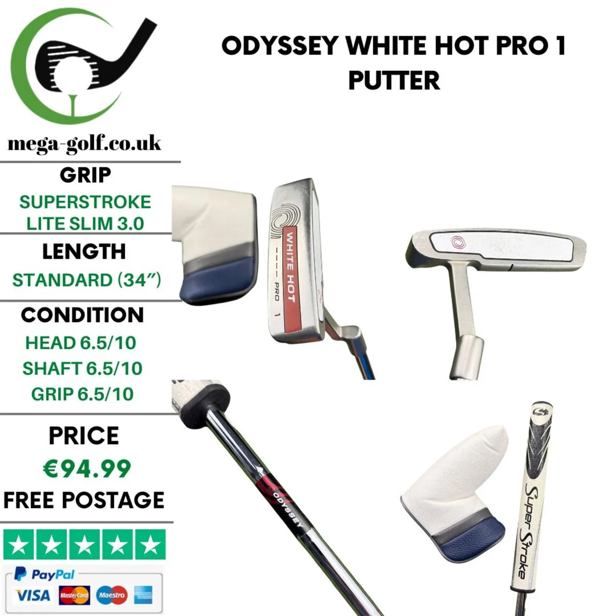 Odyssey White Hot Pro 1 Putter / 34" - Image 1
