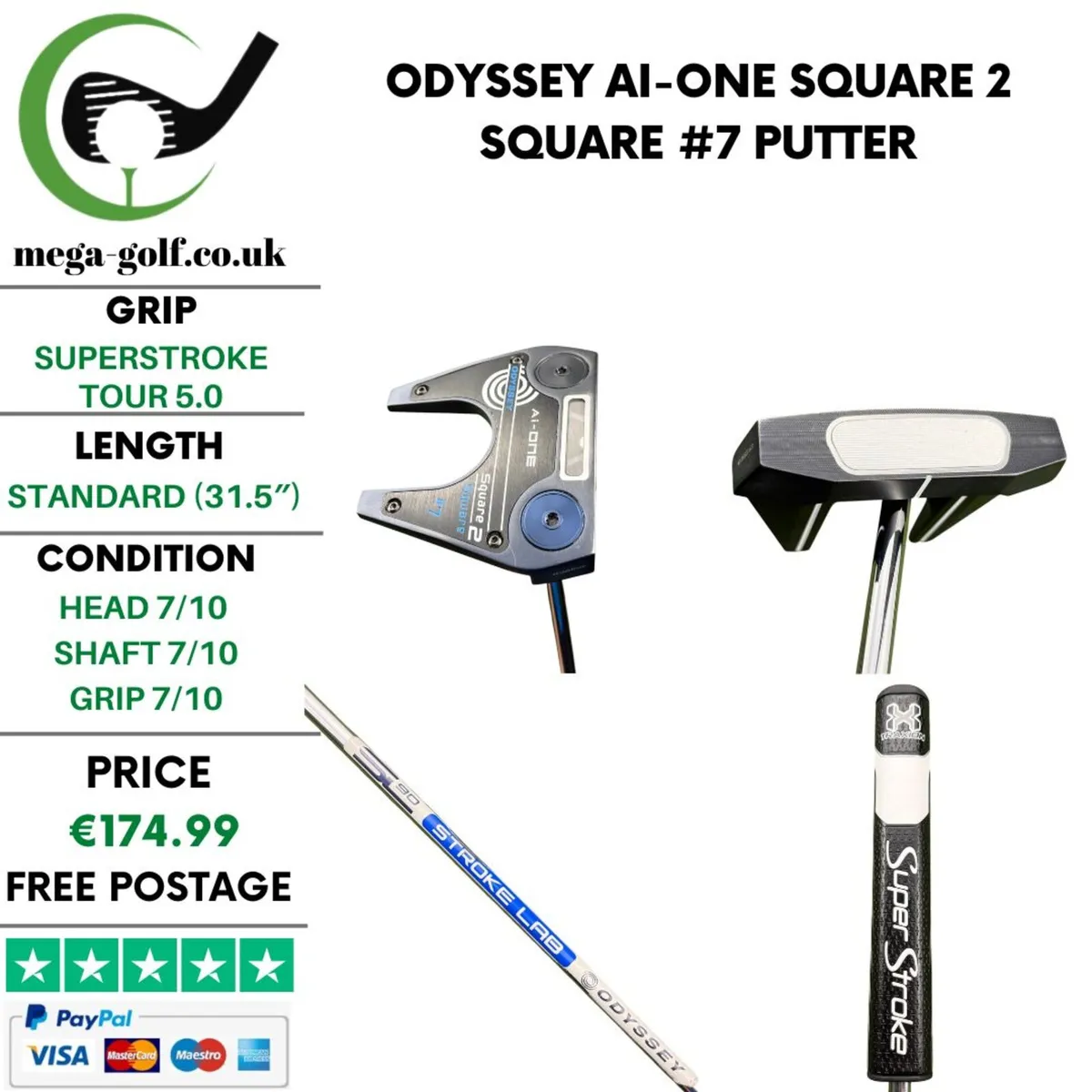 Odyssey Ai-One Square 2 Square #7 Putter / 31.5" - Image 1