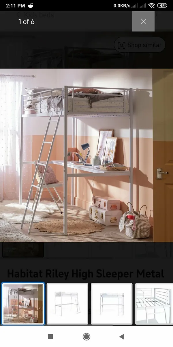 Habitat hi-sleeper single bed with desk underneath - Image 2