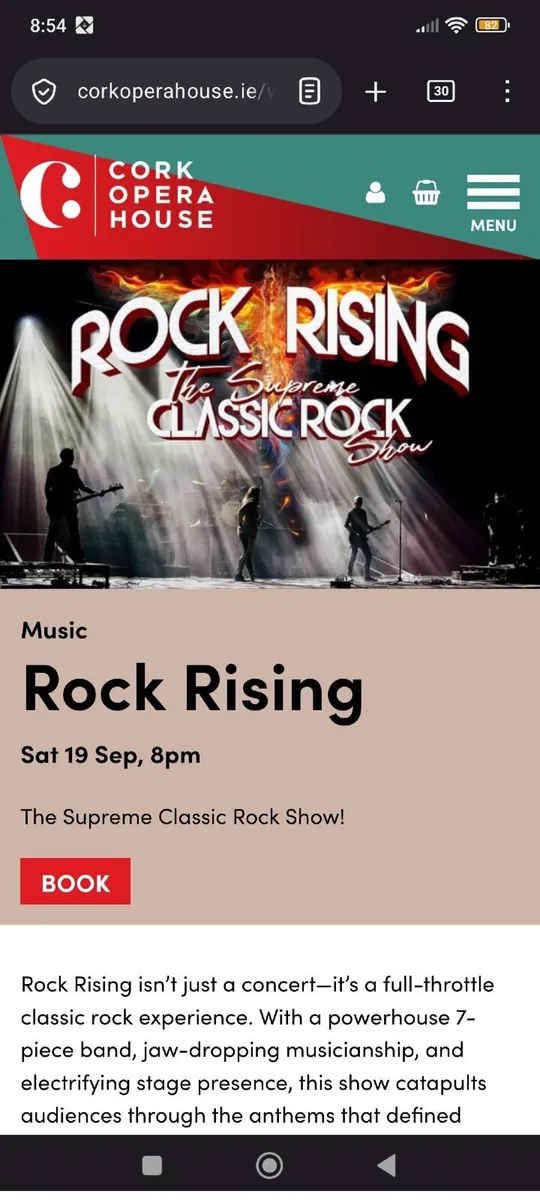 2 tickets for Rock Rising Show Cork Opera House