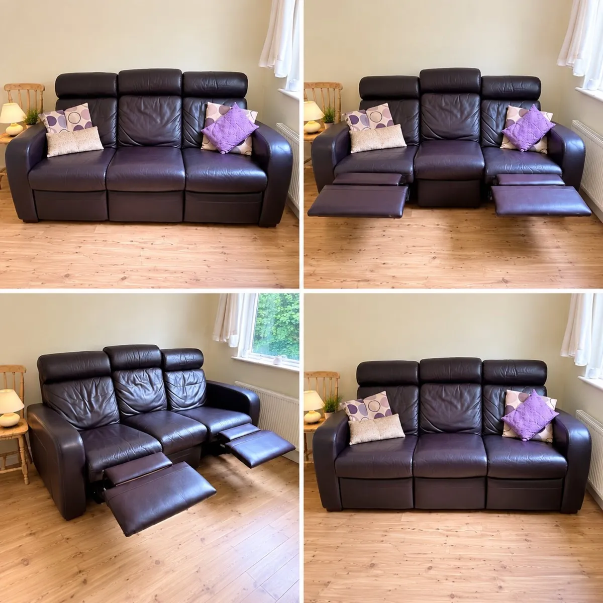 Leather Recliner Sofa / Couch - 3 Seater - Image 1