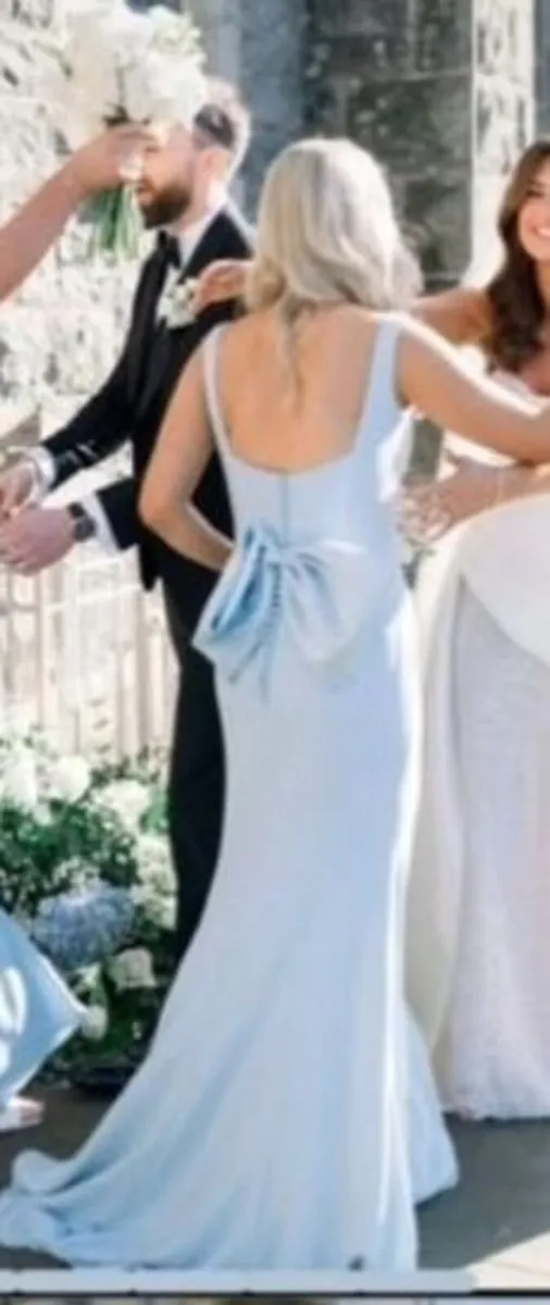 3 Baby Blue Crepe Bridesmaid Dresses - Image 2