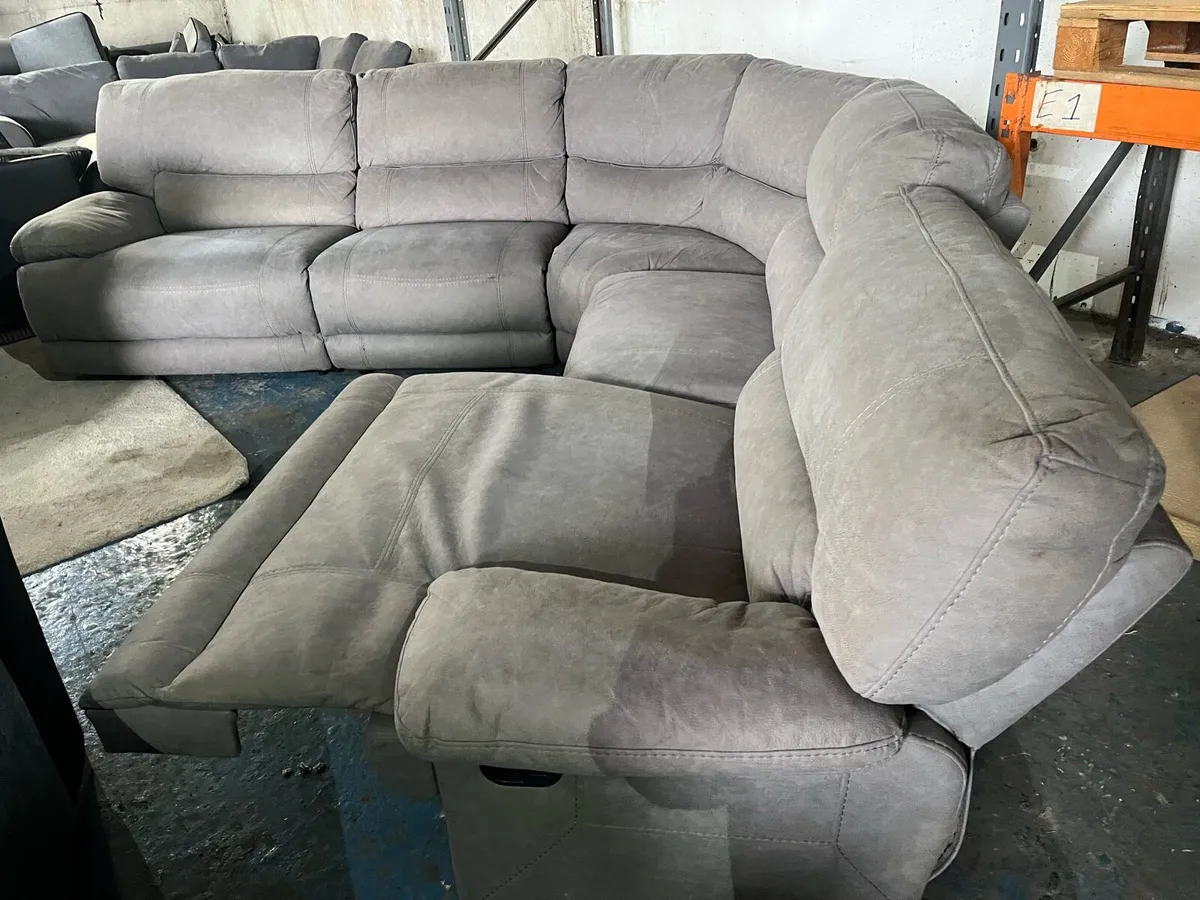 Light grey corner sofa recliner couch - Image 3